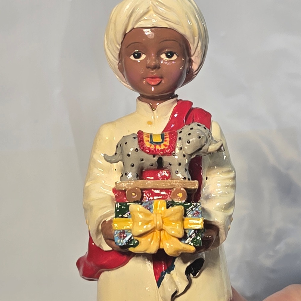 African Heritage Christmas Ornaments Set of 2 Boy with Elephant Girl with Basket - Picture 13 of 16